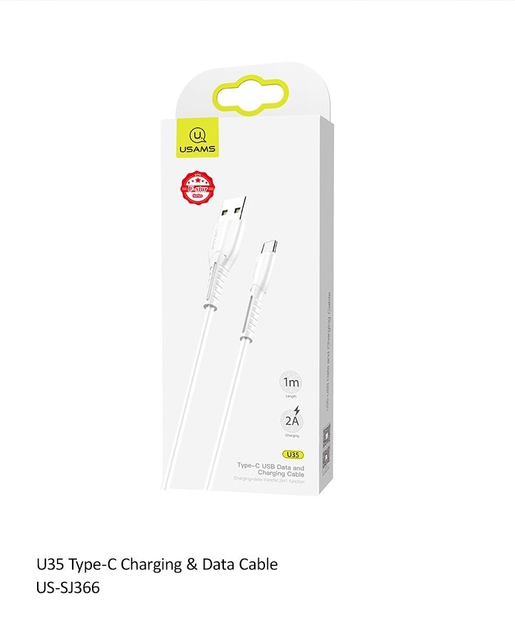 Usams US-SJ366 Type-C Beyaz Şarj & Data Kablosu