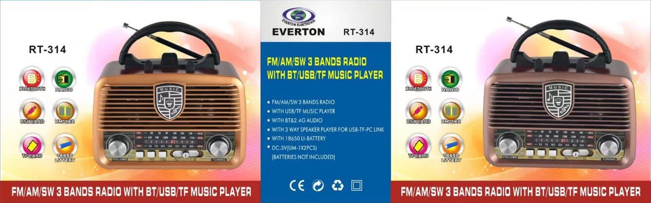 Everton RT-314 Usb Ve Kart Girişli Şarjlı Bluetoothlu Radyo