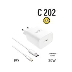 Linktech C202 Safe USB-C 20W Şarj Aleti + Lightning Kablo