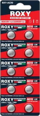 Roxy AG10 LR54 LR1130 189 389 Alkalin Düğme Pil 1,5 Volt 10 lu paket