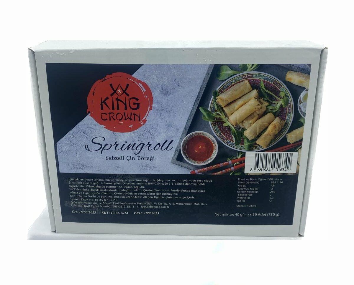 King Crown Springroll Sebzeli Çin Böreği 40 Gr X 19 Adet 760 Gr.