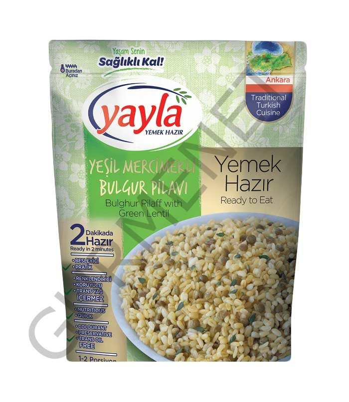 Yayla Hazır Yemek Yeşil Mercimekli Bulgur Pilavı 250 Gr.