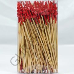 Gaishi Vo11900a Bambu Kırmızı Boncuklu Kürdan 12 Cm 50 Adet