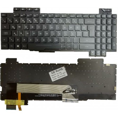 Asus GL703V, GL703VD, GL703VM Uyumlu Klavye Tuş Takımı Tuş Seti Led Işıklı Siyah Türkçe