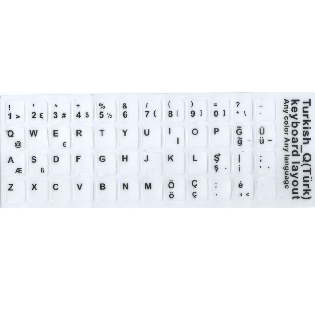 Laptop Klavyesi için Türkçe Klavye Etiketi Beyaz Renk Türkçe Q, Sticker