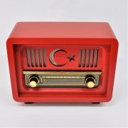 Nostaljik Radyo Ayyıldız Kırmızı Renk USB ve Bluetooth'lu