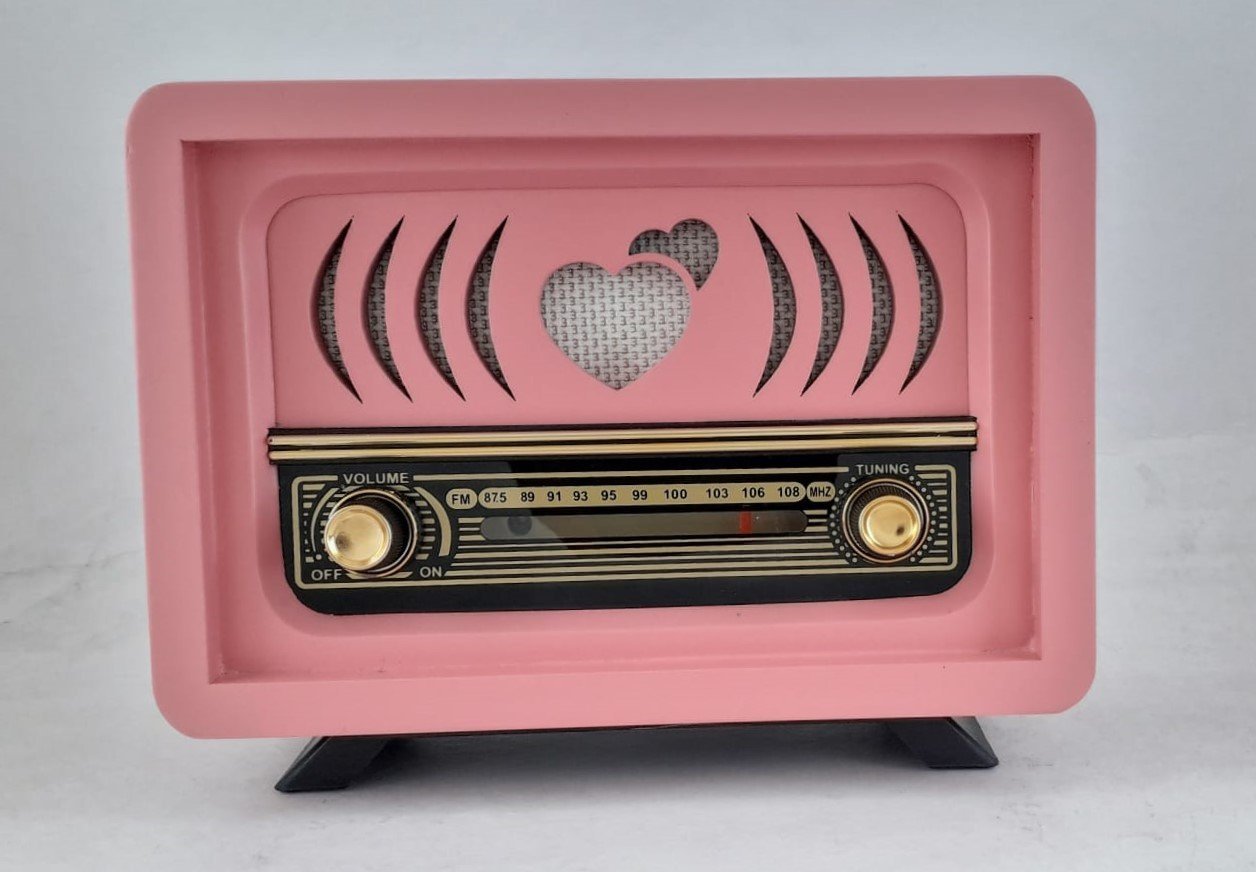 Nostaljik Radyo Pembe Renk USB ve Bluetooth'lu Aşiyan 2