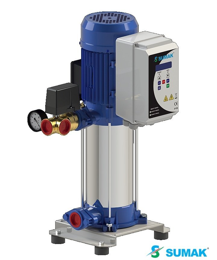Sumak SHT16A 750/7 SMART 1X5.5 kW 380V Tek Pompalı Düşey Milli Dijital Panolu Kademeli Hidrofor