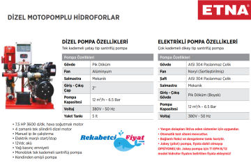 ETNA YKO-10-7-30 Elektrikli+D10 Dizel Motopomlu Yangın Hidroforu