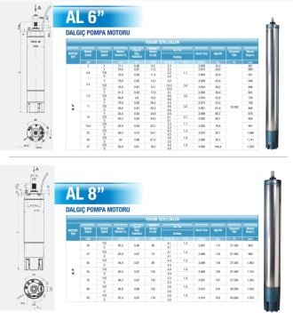 Alarko   ALK 6'' 12.5    12.5Hp  380V    6'' Derin Kuyu Dalgıç Motor (Tek Motor)