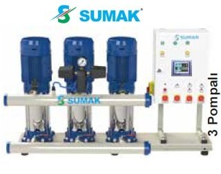 Sumak SHT 16C  550/5 PFK   3X4 kW  380V  Üç Pompalı Düşey Milli Kademeli Frekans Kontrollü Hidrofor