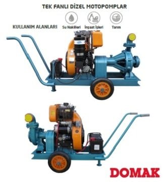 Domak  SLSD2M    8.5 Hp Tek Fanlı Dizel Motopomp (3100 devir-Motor markası:Antor)