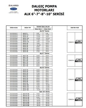 Alarko   ALK 10'' 125    125Hp  380V    10'' Derin Kuyu Dalgıç Motor (Tek Motor)