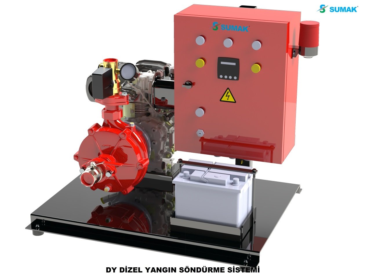 Sumak SMKT 750/2 DY  1X7.5 Hp  Otomatik ve Manuel Marşlı  Tek Yatay Pompalı Dizel Yangın Söndürme Sistemi
