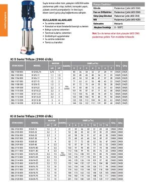 Etna KI 5/6-11  1.5Hp 380V Komple Paslanmaz Çelik Dik Milli Çok Kademeli Kompakt Yapılı İnline Bağlantılı Santrifüj Pompa -2900 d/dk(Aisi 304)