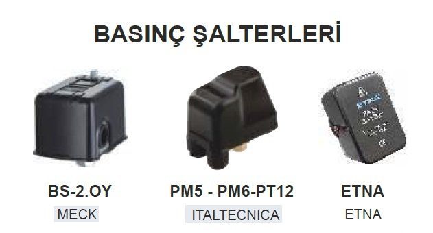 ITALTECNICA  PM 6  (1-6 BAR ÇALIŞMA ARALIĞI) 220 V  MONOFAZE BASINÇ ŞALTERİ (DURUK ŞALTER)