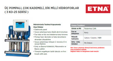 Etna 3 KO 15/5-30 4hp 380v Üç Pompalı Çok Kademeli Paket Hidrofor