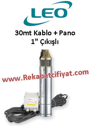 LEO 4SMP150 1.5HP 1'' Çıkışlı 30mt + Kum. Pano Derin Kuyu Dalgıç Pompası