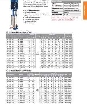 Etna KI 12/16-110  15Hp 380V Komple Paslanmaz Çelik Dik Milli Çok Kademeli Kompakt Yapılı İnline Bağlantılı Santrifüj Pompa -2900 d/dk(Aisi 304)