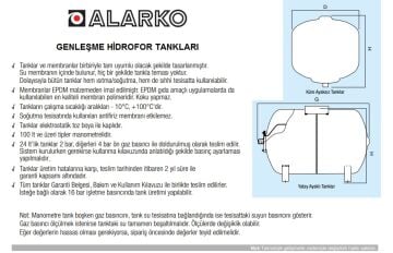 Alarko KGT 80Y  80 Litre 10 Bar Yatık Kapalı Tip Hidrofor ve Genleşme Tankı