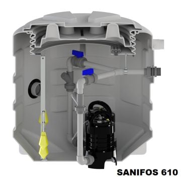 Sanihydro  SANIFOS 610 2 GR S  220V Çift Pompalı Bıçaklı 610 lt Hazneli Foseptik Tahliye Cİhazı (Ticari ve Toplu Kullanım İçin) - Monofaze
