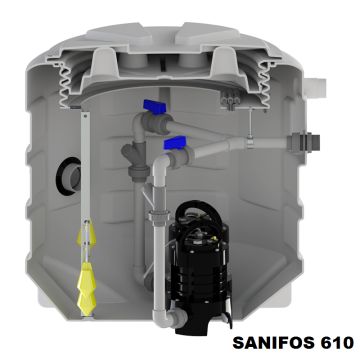 Sanihydro  SANIFOS 610 2 VX T  380V Çift Pompalı Vortex Çarklı 610 lt Hazneli Foseptik Tahliye Cİhazı (Ticari ve Toplu Kullanım İçin) - Trifaze