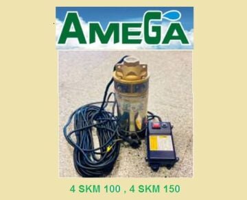 Amega 4 SKM 150  1.5Hp 4'' 20 Metre Kablolu Panolu Bronz Sürtme Fanlı Paket Dalgıç Pompa