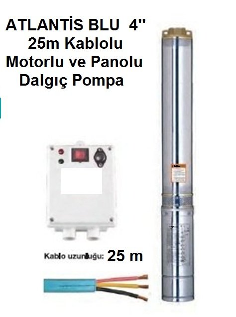 Atlantis Blu  4SDM414     1.5Hp 220V   14 Kademeli  4''  Dalgıç Pompa  (25m kablolu, motorlu, panolu)