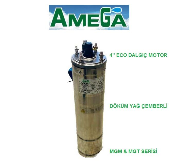 Amega MGT 150  1.5Hp 380V 4'' Döküm Yağ Çemberli Derin Kuyu Sondaj Dalgıç Motor (Eco motor)