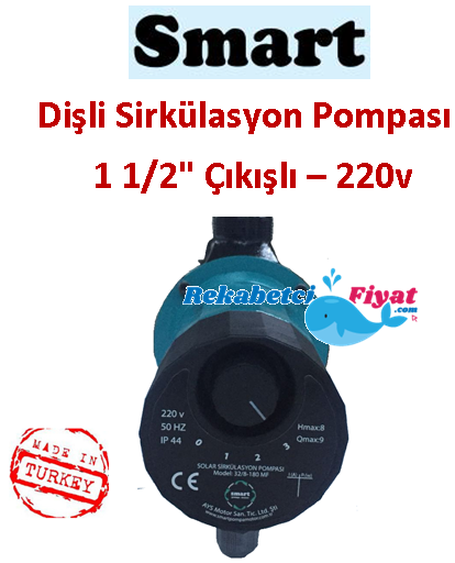 Smart SPM 25/7-180 MF 220v 1 1/2'' Çıkışlı Dişli 3 Hızlı Sirkülasyon Pompası