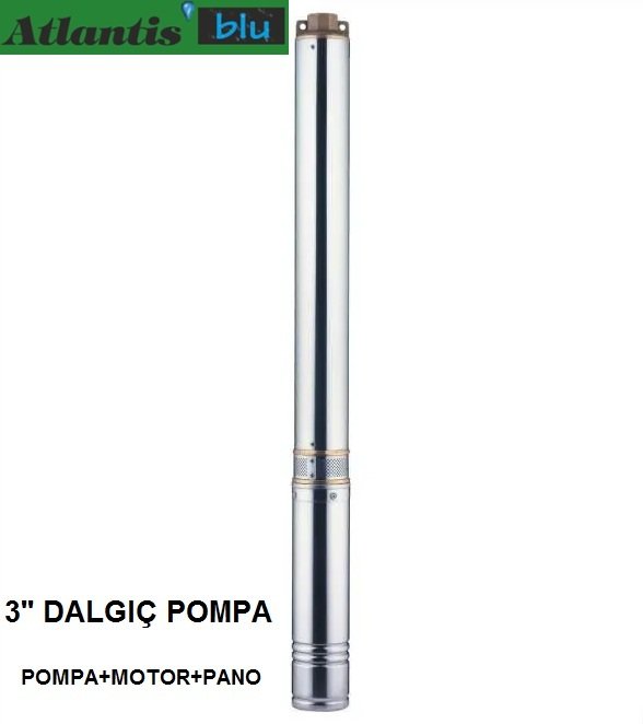 Atlantis Blu 3SDM3.5/19 1.25Hp 220V 19 Kademeli 3'' Dalgıç Pompa (Motor+Pompa+Pano)