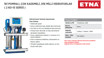 Etna 2 KO 15/4-22 3hp 380v İki Pompalı Çok Kademeli Paket Hidrofor