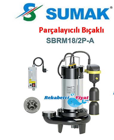 SUMAK SBRM 18/2 P-A 1.8HP 220V Asansör Flatörlü Parçalayıcılı Bıçaklı Foseptik Dalgıç Pompa