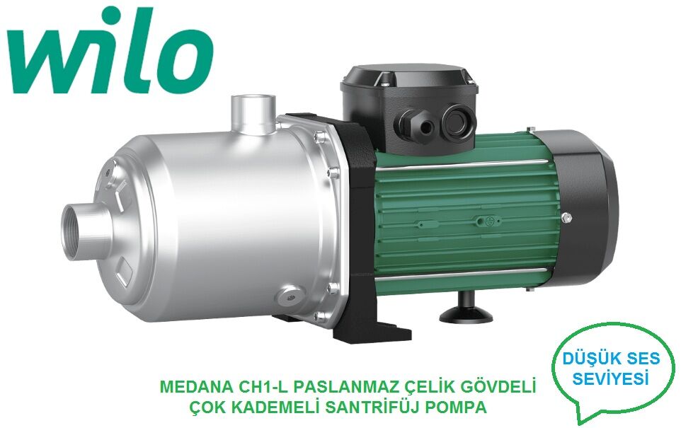 Wilo Medana CH1-L.203-1/E/A/10T 0.37kW 380V Paslanmaz Gövdeli Yatay Çok Kademeli Santrifüj Pompa