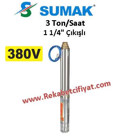 SUMAK 4SD318 1,5HP 380V 4\'\' Dalgıç Pompa + Motor
