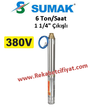 SUMAK 4SD608 1HP 380V 4\'\' Dalgıç Pompa + Motor