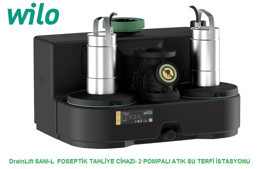 WİLO Drainlift SANI-L.12T/1 2X1.1kW 380V ÇİFT POMPALI FOSEPTİK ATIK SU TAHLİYE İSTASYONU (ATIK SU TERFİ ÜNİTESİ)