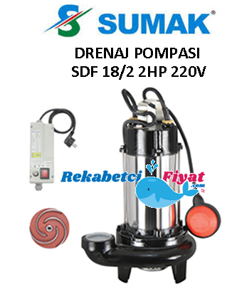 SUMAK SDF-18/2 2Hp 220V Paslanmaz Gövdeli Şamandıralı Drenaj Pompası