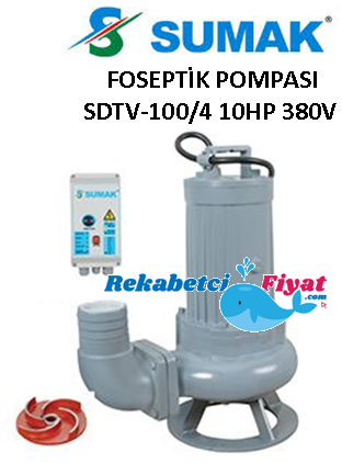 SUMAK SDTV-100/4 10HP 380V Açık Fanlı Foseptik Dalgıç Pompası
