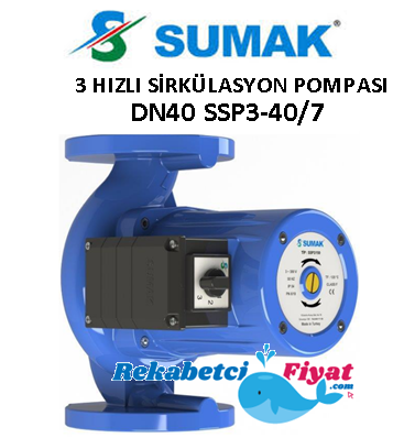 SUMAK SSP3-40/7 DN40 380V Sirkülasyon Pompası 3 Hızlı ( Solar Pompa )