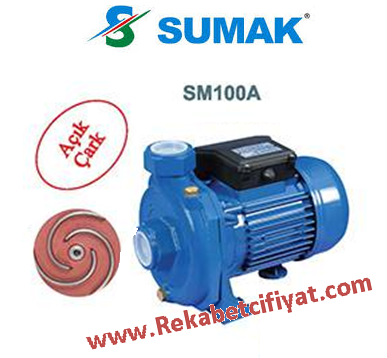 SUMAK SM100-A 1HP 220V 1 1/2'' Çıkışlı Açık Fanlı Santrifüj Pompa