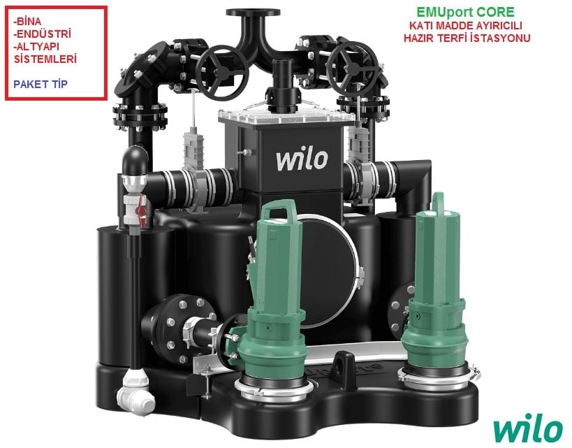WİLO EMUport CORE 20.2-21/540 380V KATI MADDE AYIRICILI HAZIR PAKET TİP ATIK SU FOSEPTİK TERFİ İSTASYONU (BİNA-ENDÜSTRİ-ALTYAPI SİSTEMLERİ İÇİN) - Panosuz