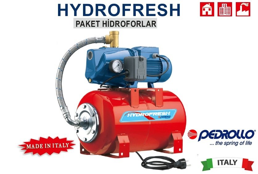 Pedrollo HYDROFRESH PKm 60 - D-24LT   0.5Hp 220V  Tanklı Paket Hidrofor