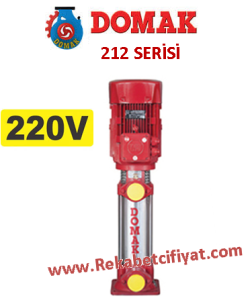 DOMAK 212-4 3HP 220V Kademeli Çelik Gövdeli Polikarbonat Fanlı Elektropomp