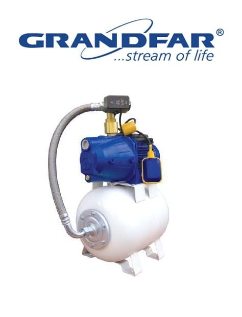 Grandfar AUTO-Jet 100-50lt  1Hp 220V Kendinden Emişli Döküm Gövdeli Jet Pompalı 50 Litre Yatay Tanklı Paket Hidrofor