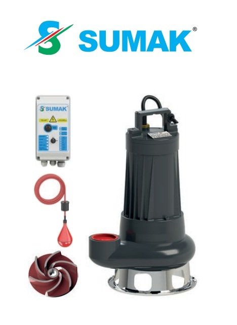 Sumak SDTV30/2.5 3Hp 380V Açık Fanlı Drenaj ve Pis Su Dalgıç Pompa
