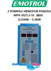 EMOTROL MPA-20/5.5-S2 0.55Kw-5.5Kw 380V 2 Pompalı Hidrofor Kontrol Panosu