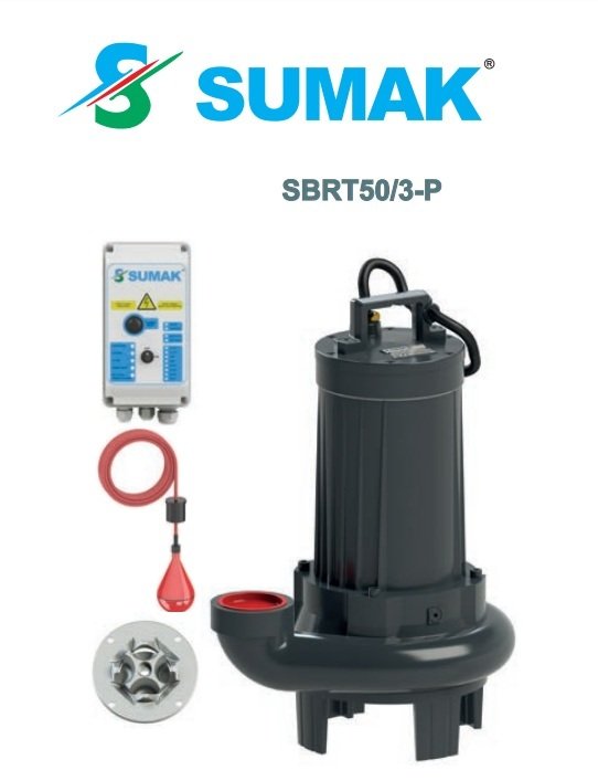 Sumak SBRT75/3-P 7.5Hp 380V Parçalayıcı Bıçaklı Foseptik Dalgıç Pompa