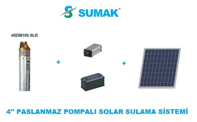 Sumak 4SDM100 SLR 4'' Paslanmaz Dalgıç Pompalı Panelli Solar Sulama Sistemi