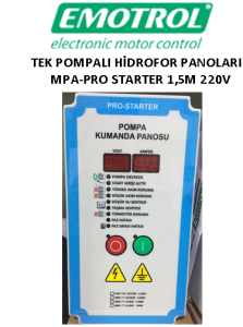 EMOTROL MPA-PRO STATER 1.5M 0,37KW - 1.5KW 220V Tek Pompalı Hidrofor panosu